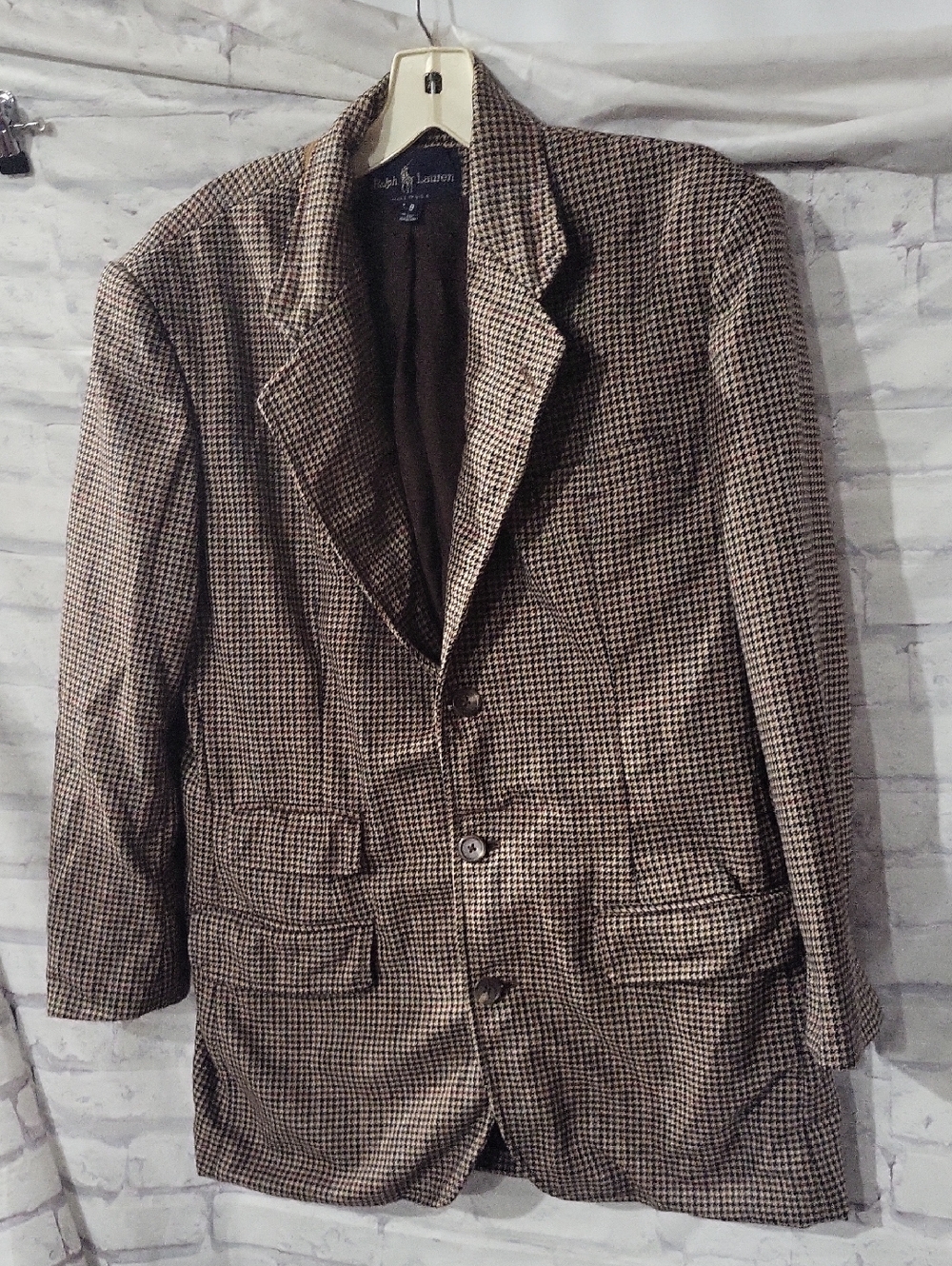 Ralph Lauren Vintage Wool Brown Houndstooth Sport Coat